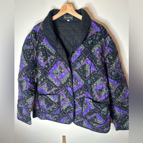 Donna Sharp Quilted Wearable Art Purple Floral Paisley Funky Oversized Jacket XL - Picture 5 of 9